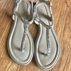 ALDO Mazzorno Silver Crystal Flat Sandals